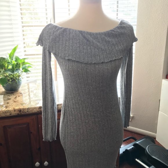 "Heart&Hips" beautiful gray Long Sleeve Dress - Picture 1 of 4